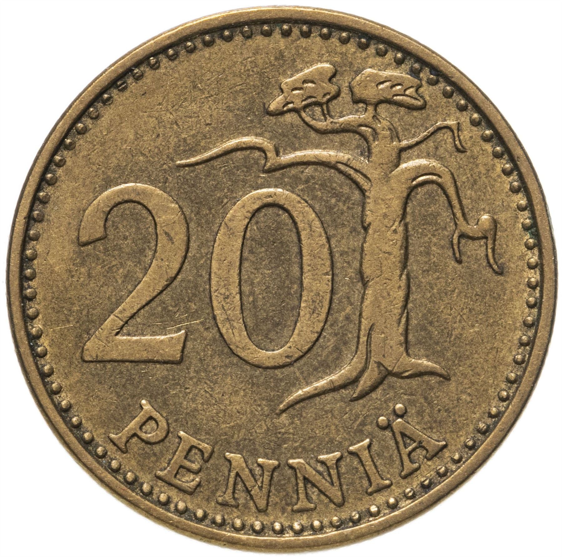 Finland Coin Finnish 20 Pennia | Pine Tree | KM47 | 1963 - 1990
