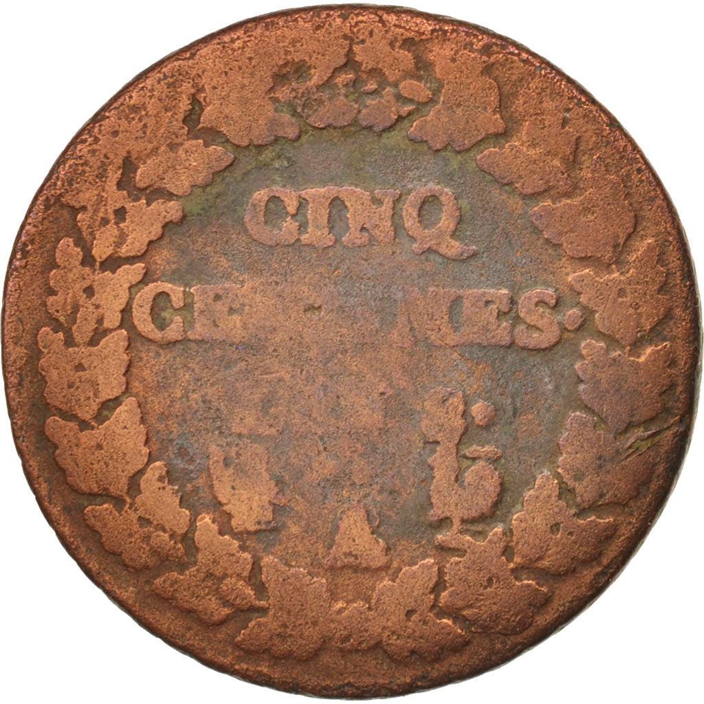 France | 5 Centimes Coin | Marianne | Phrygian cap | Km:640 | 1796 - 1800