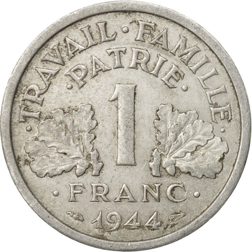 French 1 Franc Coin | Vichy French State | heavy type | KM902.1 | France | 1942 - 1943
