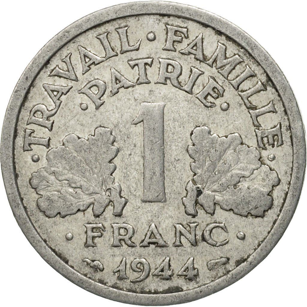 French 1 Franc Coin | Vichy French State | heavy type | KM902.1 | France | 1942 - 1943