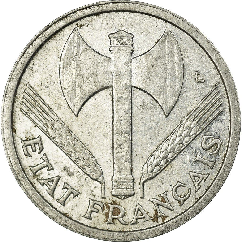 French 1 Franc Coin | Vichy French State | heavy type | KM902.1 | France | 1942 - 1943