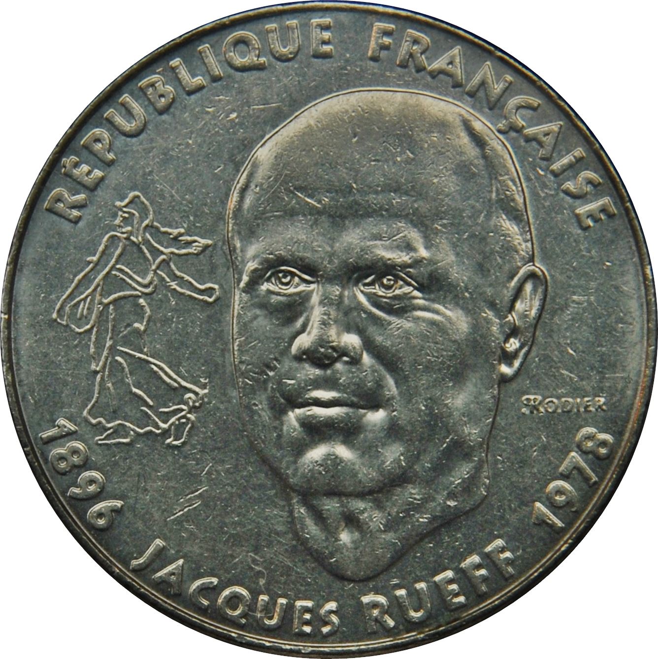French Coin 1 Franc Jacques Rueff | KM1160 | France | 1996