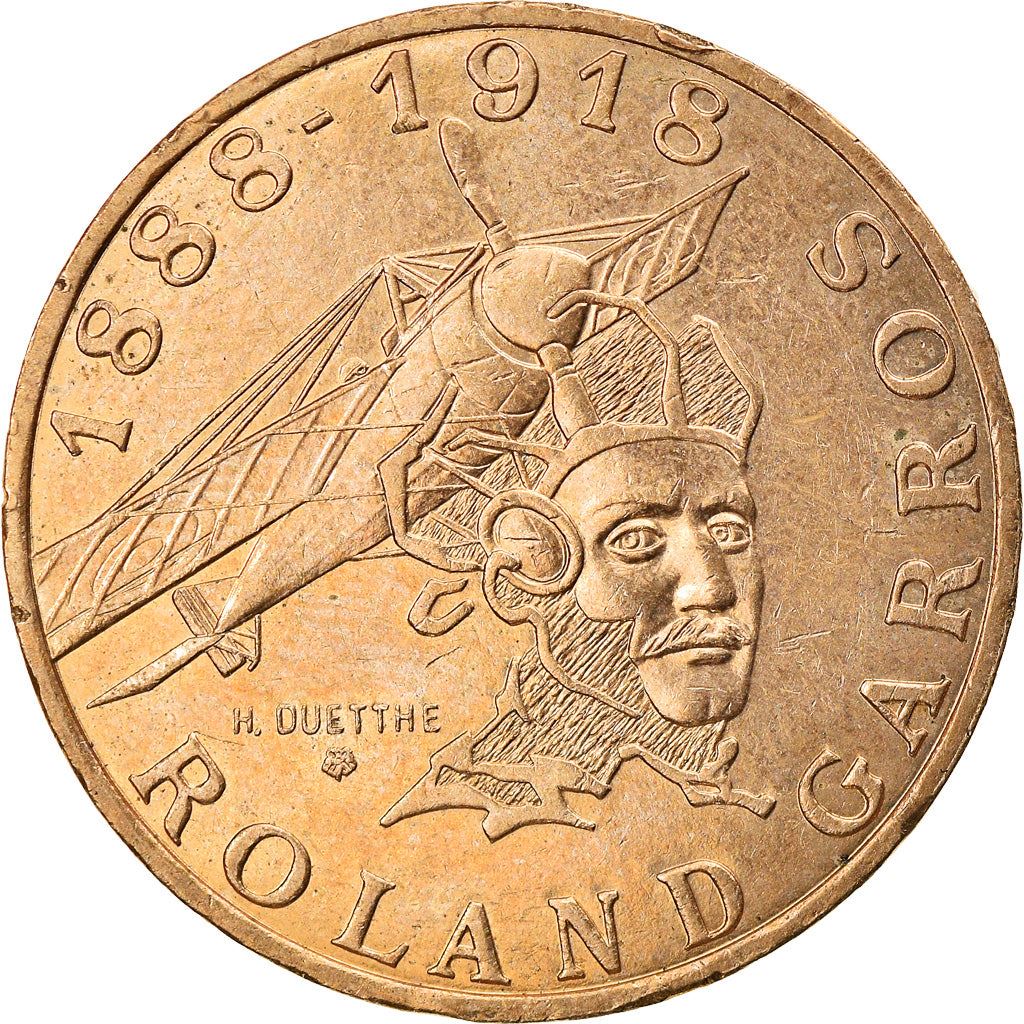 French Coin 10 Francs | Roland Garros | Bird | Plane | KM965 | France | 1988