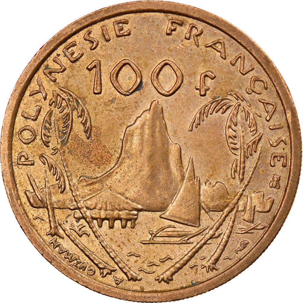 French Polynesia Coin French Polynesian 100 Francs | Marianne | Phrygian Cap | Moorea Harbor | KM14 | 1976 - 2005