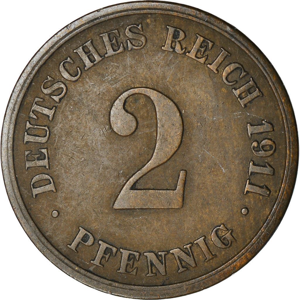 German Empire 2 Pfennig Coin | Deutsches Reich | Wilhelm II | Type 2 | KM16 | 1904 - 1916