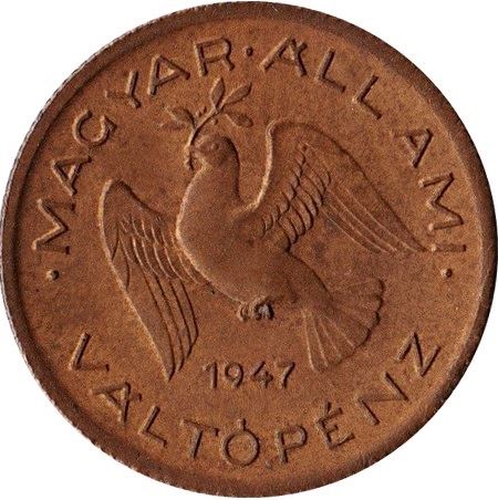 Hungary 10 Filler Coin | Peace Dove | Olive Tree | KM530 | 1946 - 1950