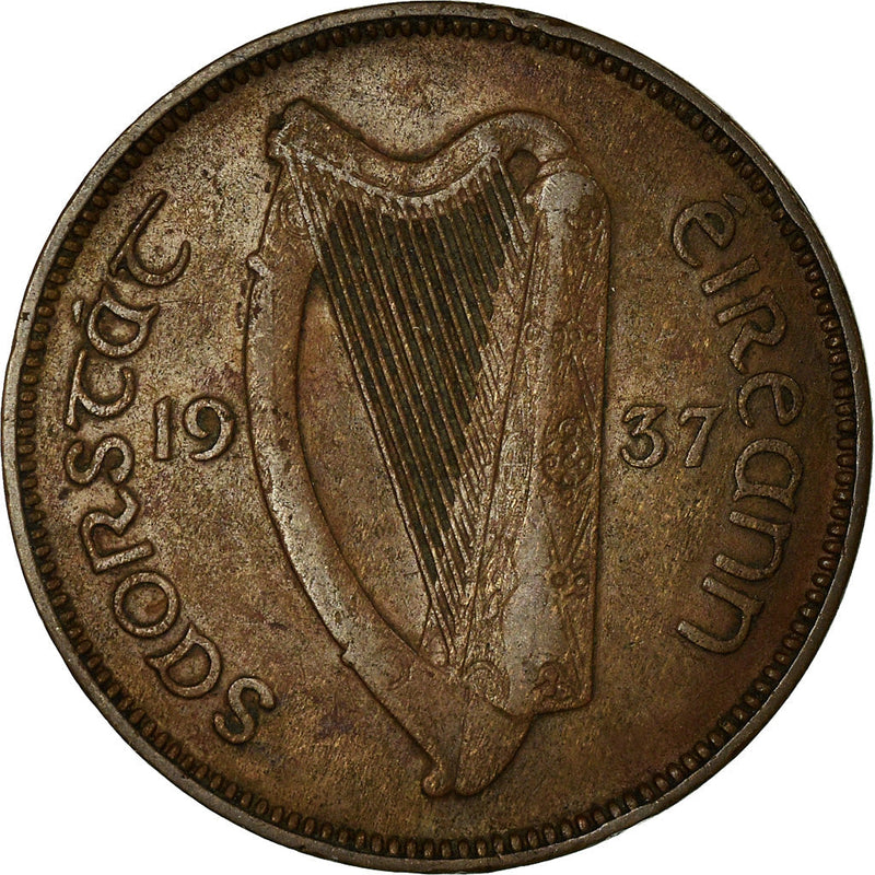 Ireland Coin Irish ½ Pingin | Swine | Celtic Harp | KM2 | 1928 - 1937