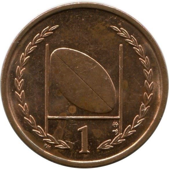 Isle of Man 1 Penny Coin | Queen Elizabeth II | Rugby Ball | KM823.2 | 1998 - 1999