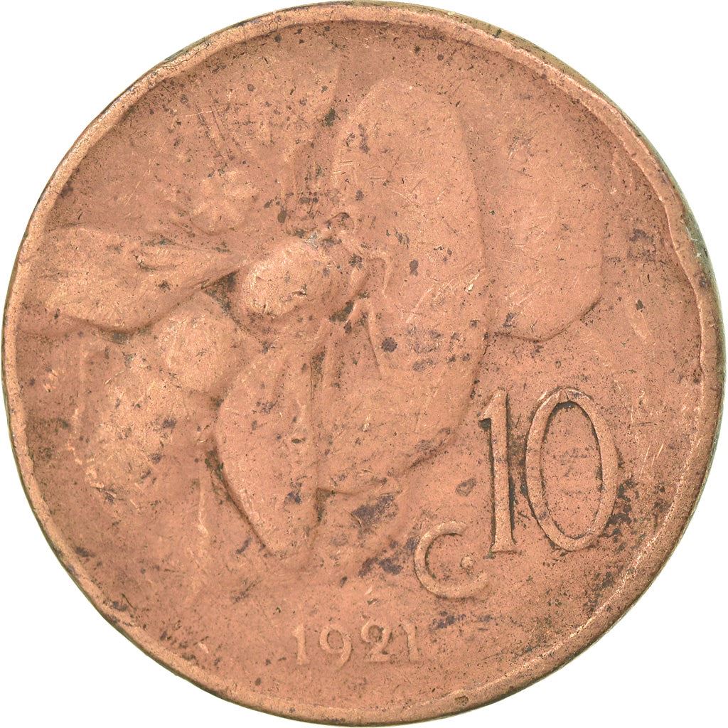 Italy Coin 10 Centesimi - Vittorio Emanuele III | honeybee | Flower | KM60 | 1919 - 1937