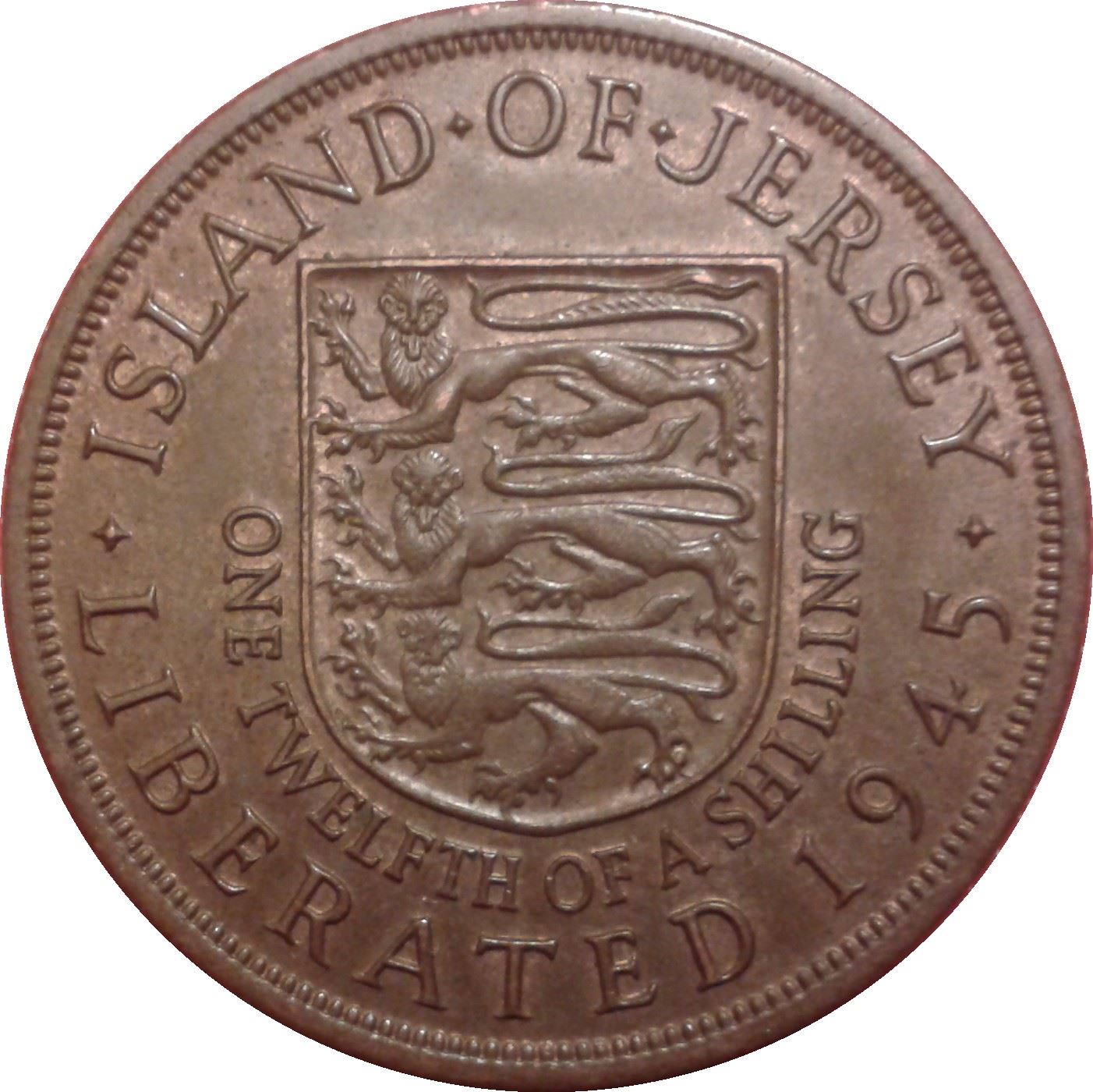 Jersey Coin Islander 1/12 Shilling | King George VI | Liberation | Shield | KM19 | 1949 - 1952