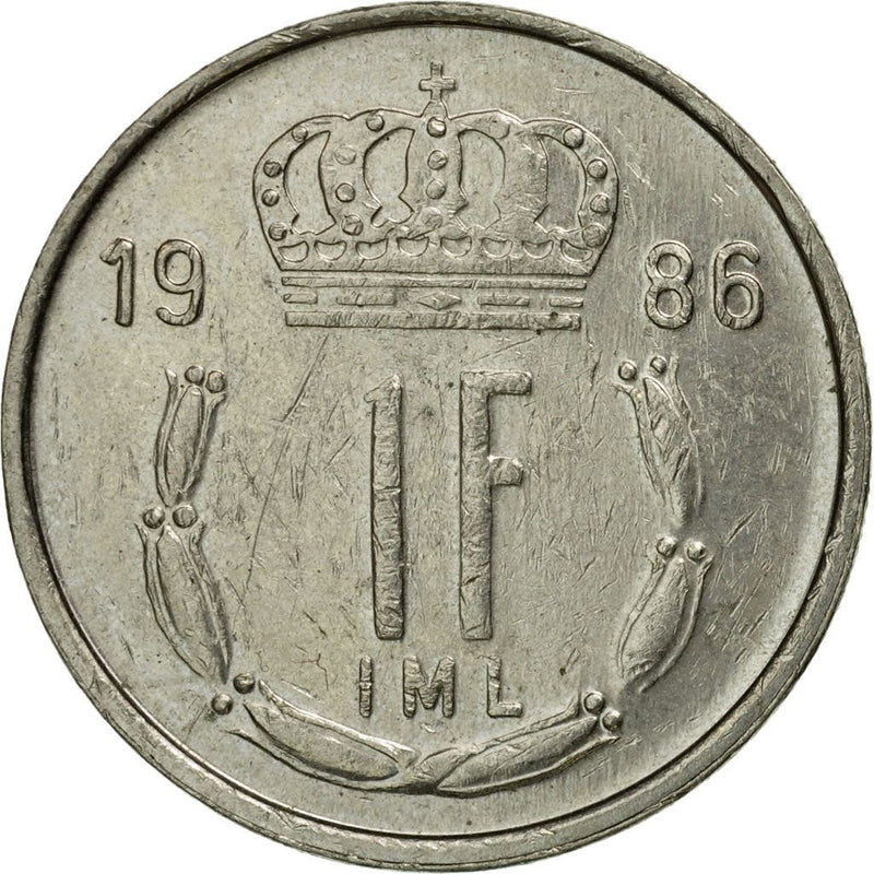 Luxembourg 1 Franc Coin | Prince Jean | KM59 | 1986 - 1987