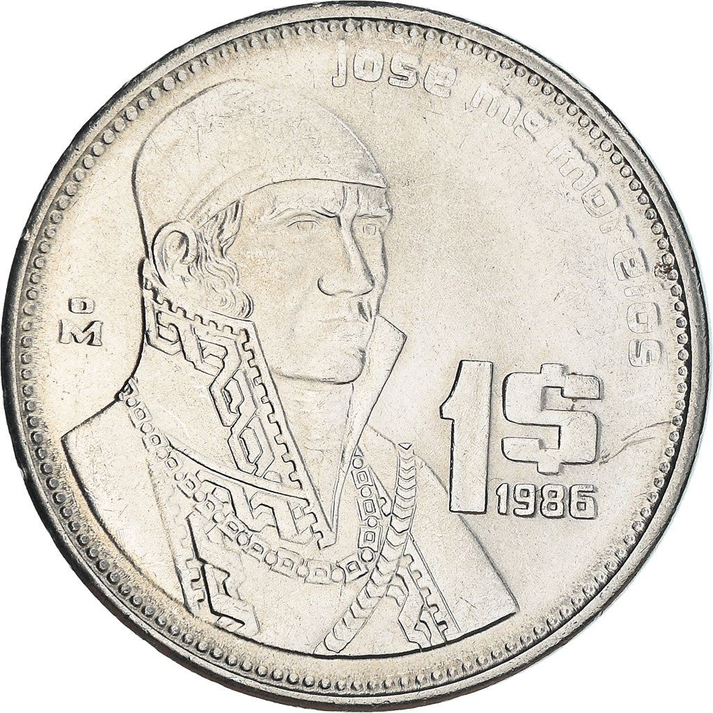 Mexico 1 Peso | José Morelos | Golden Eagle | Generals uniform Coin | KM496 | 1984 - 1987