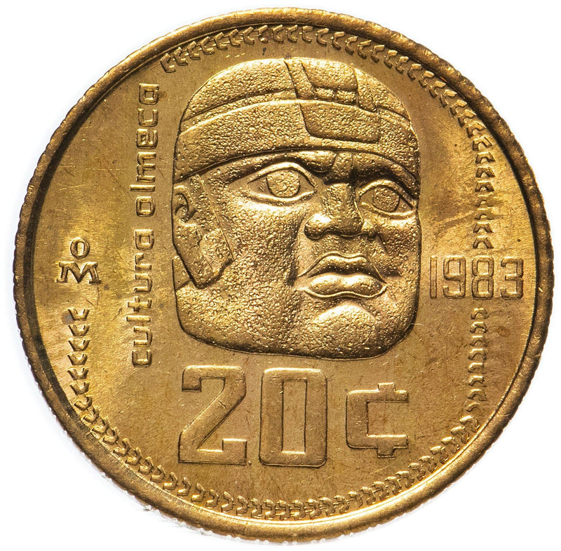 Mexico | 20 Centavos Coin | Eagle | Olmeca giant | KM491 | 1983 - 1984