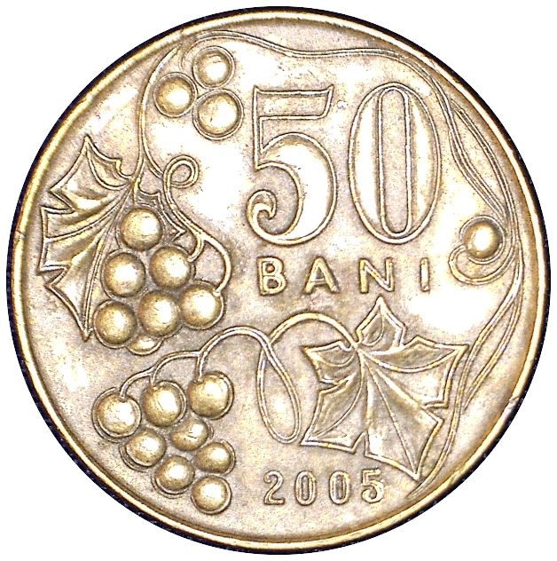 Moldova 50 Bani Coin | Eagle | Grapes | KM10 | 1997 - 2008