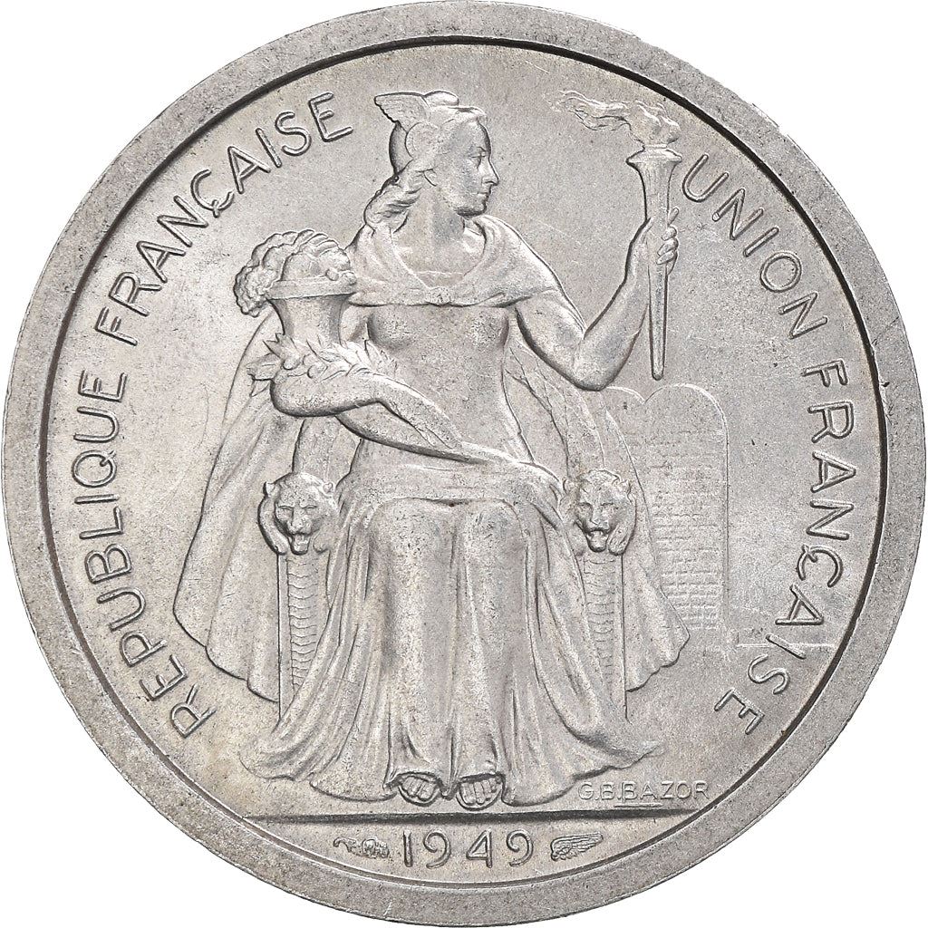 New Caledonia 2 Francs Union Française Coin 1949 KM 3