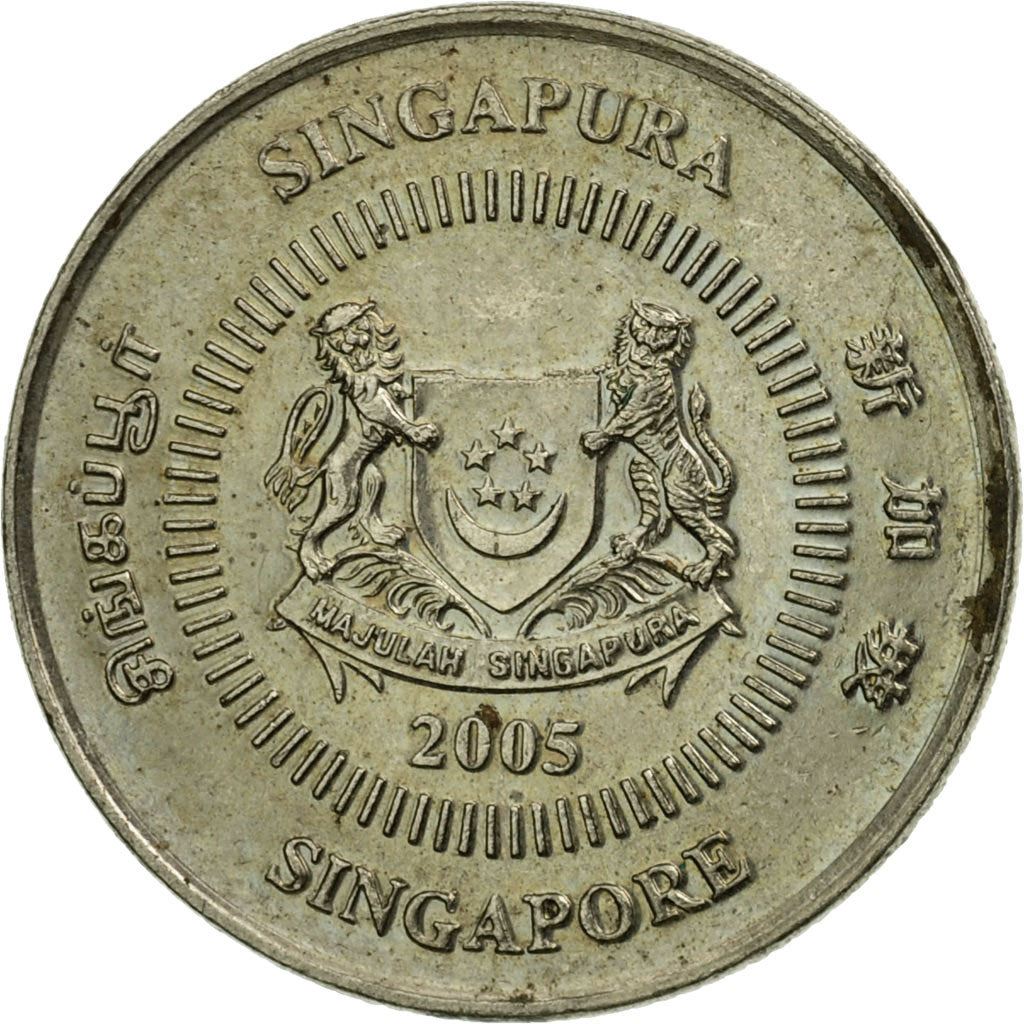 Singapore 10 Cents Coin | ribbon downwards | KM100 | 1992 - 2013 Copper-nickel