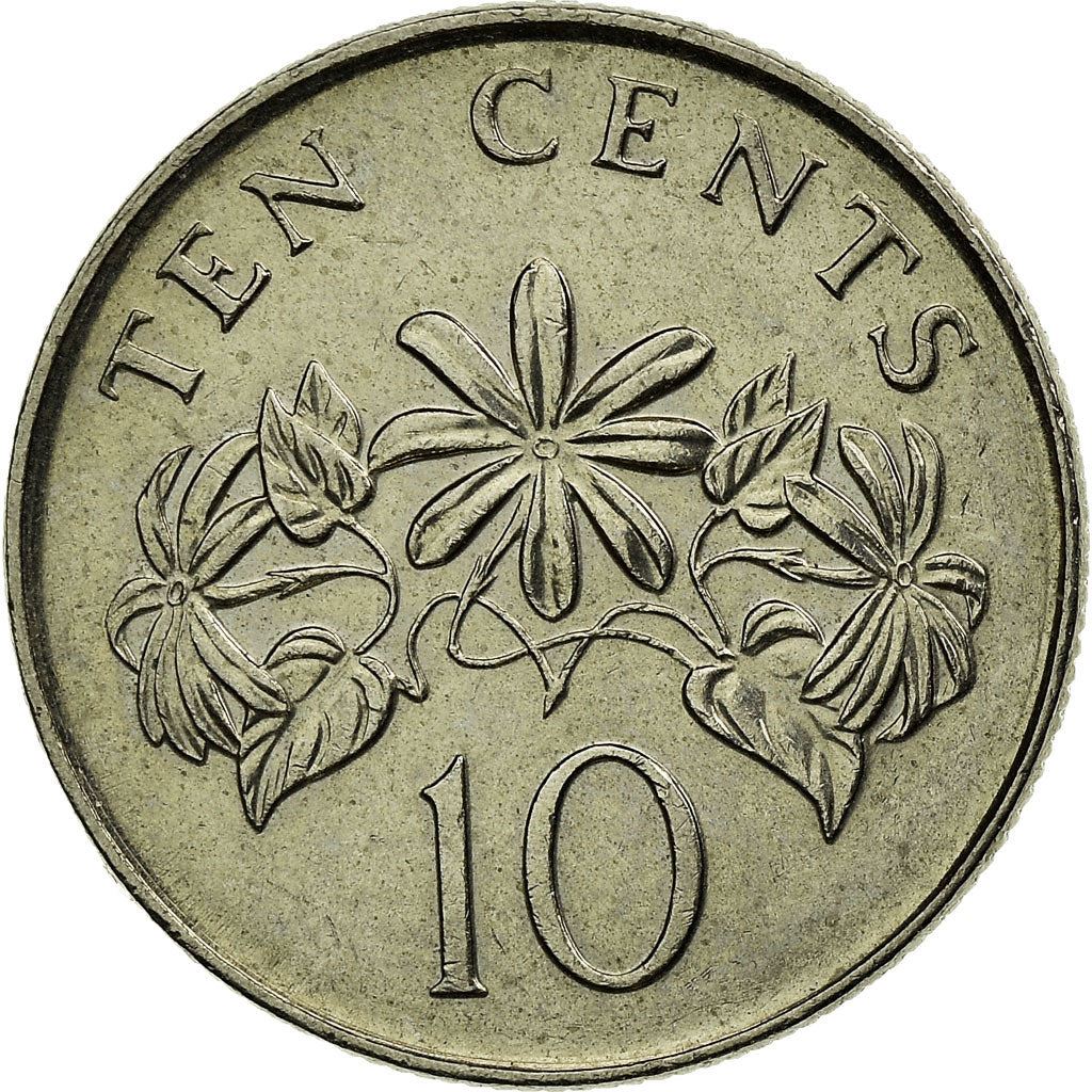 Singapore 10 Cents Coin | ribbon downwards | KM100 | 1992 - 2013 Copper-nickel
