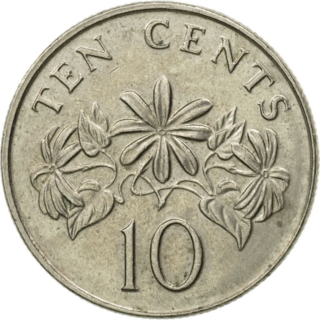 Singapore 10 Cents Coin | ribbon downwards | KM100 | 1992 - 2013 Copper-nickel