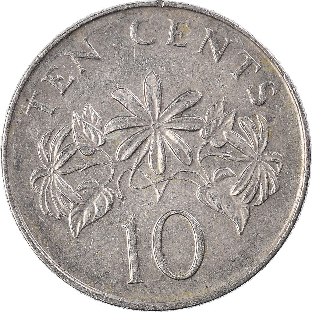 Singapore 10 Cents Coin | ribbon downwards | KM100 | 1992 - 2013 Copper-nickel