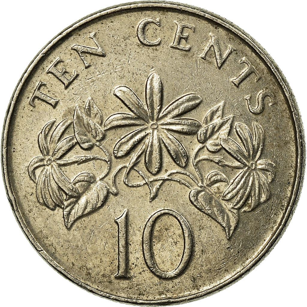Singapore 10 Cents Coin | ribbon downwards | KM100 | 1992 - 2013 Copper-nickel