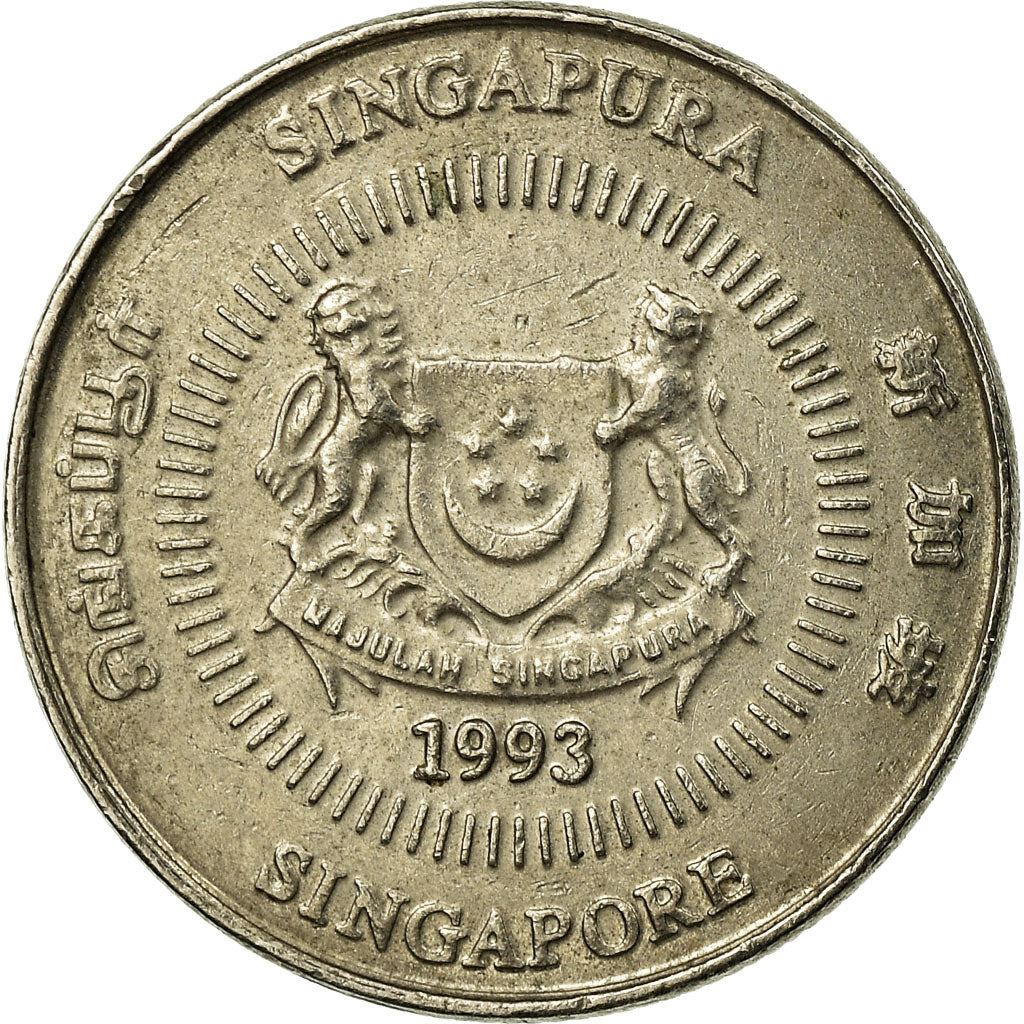 Singapore 10 Cents Coin | ribbon downwards | KM100 | 1992 - 2013 Copper-nickel