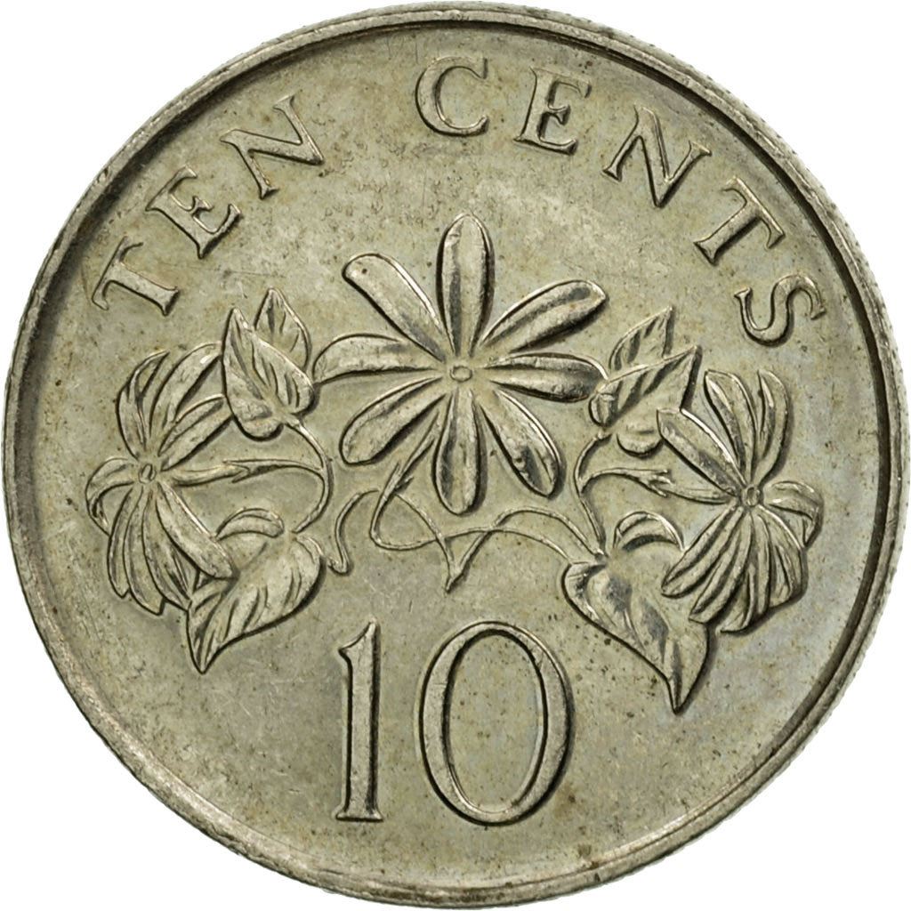 Singapore 10 Cents Coin | ribbon downwards | KM100 | 1992 - 2013 Copper-nickel