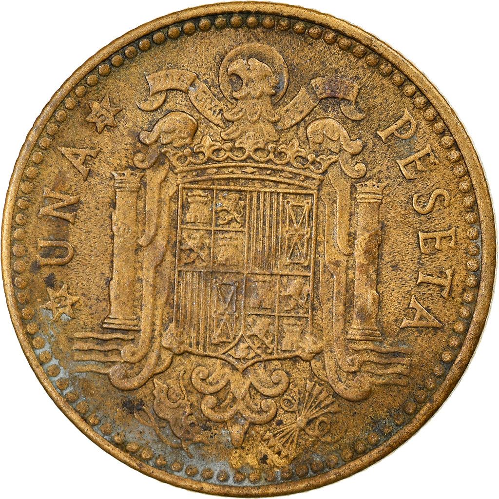 Spain 1 Peseta - Francisco Franco 1st portrait Coin KM775 1946 - 1963