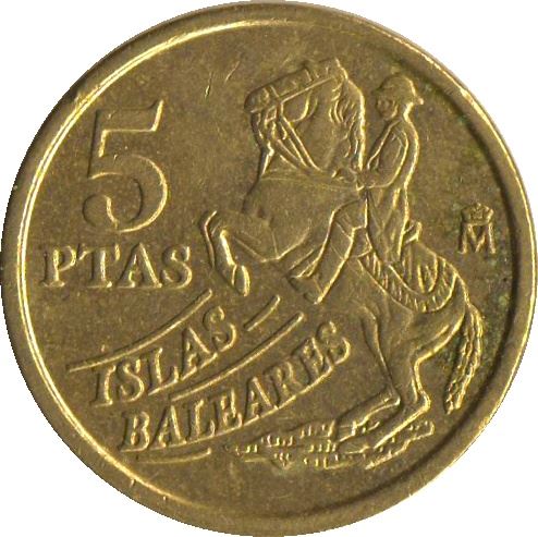 Spain 5 Pesetas Islas Baleares Coin KM981 1997
