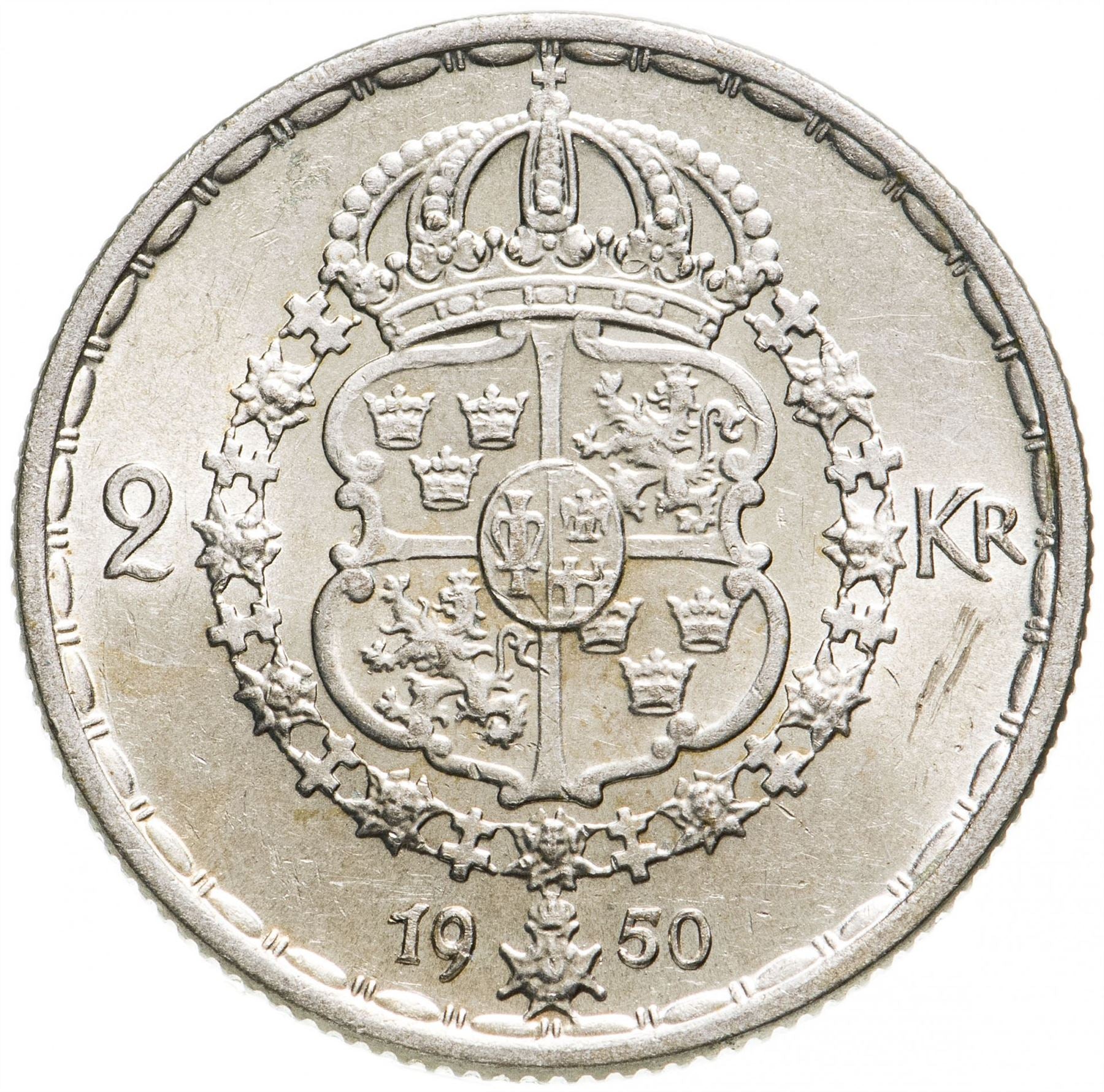 スウェーデン 2 クローナ硬貨 | グスタフ5世国王 | スウェーデン