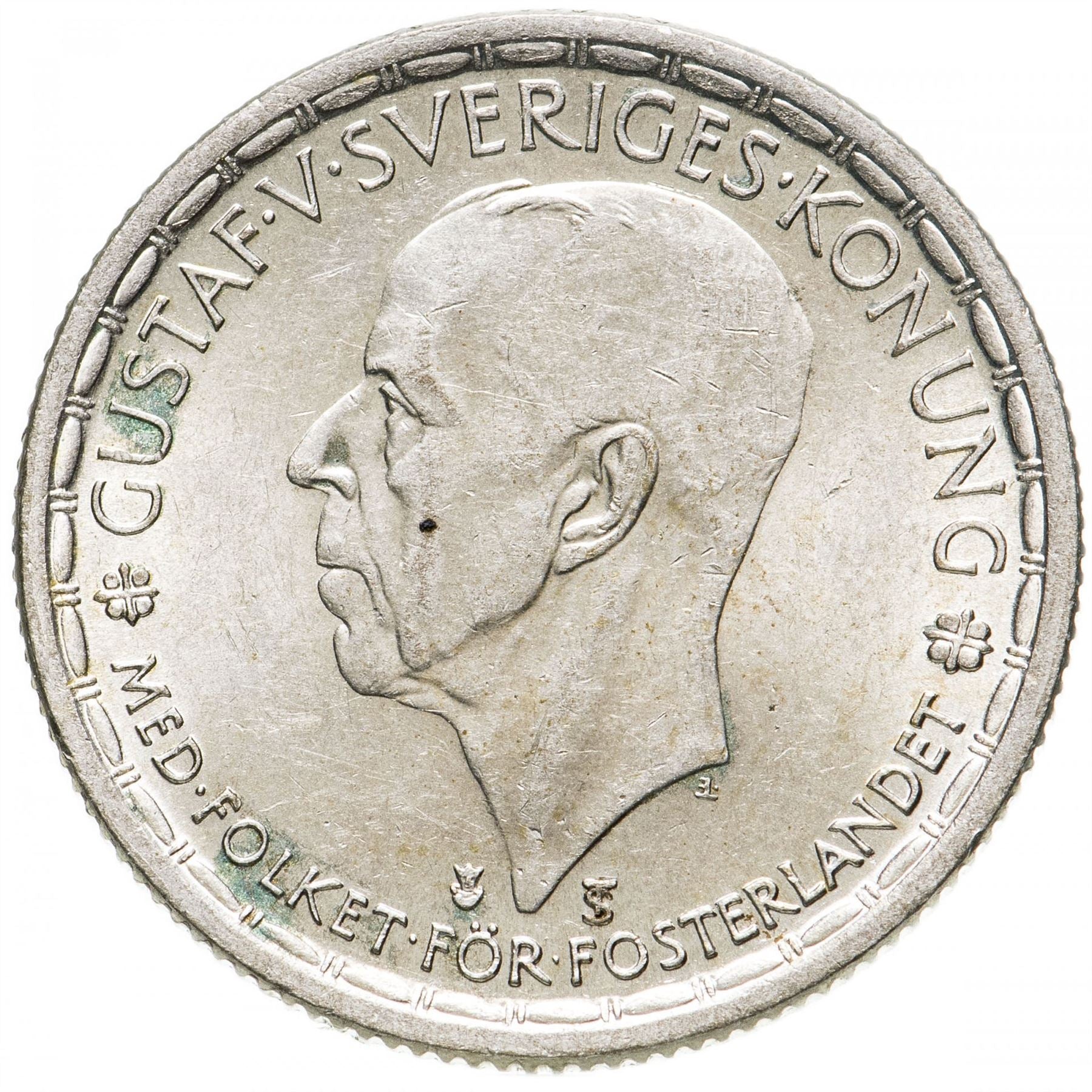 スウェーデン 2 クローナ硬貨 | グスタフ5世国王 | スウェーデン