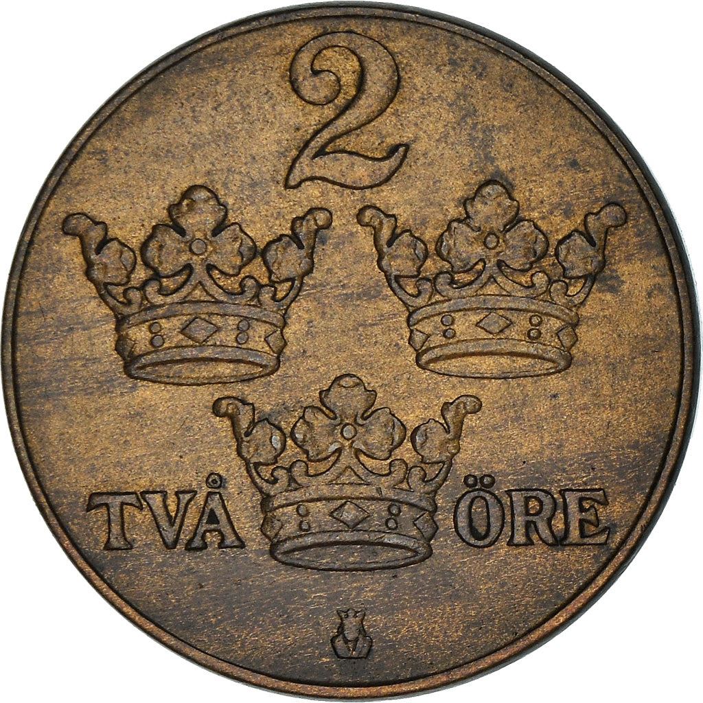 Swedish 2 Ore Coin | King Gustaf V | Sweden | 1909 - 1950