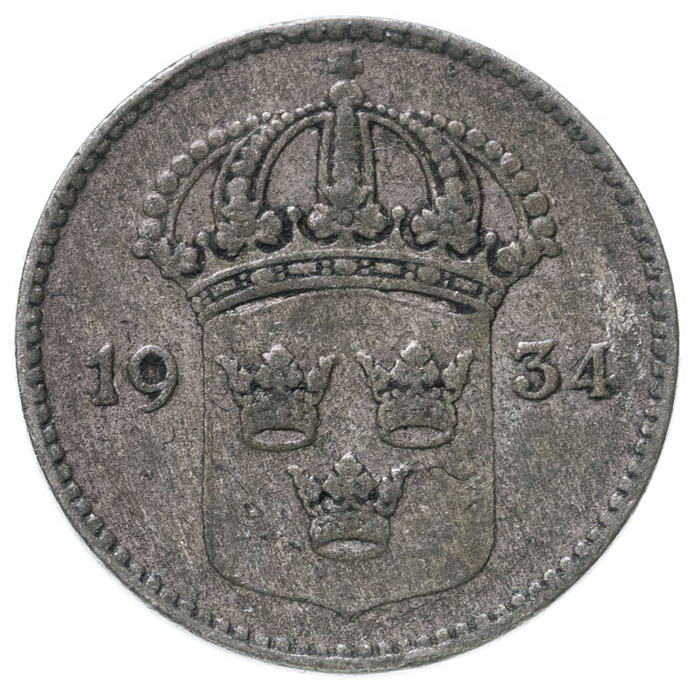 Swedish Coin 10 Öre | King Gustaf V | Crown | Sweden | 1909 - 1942