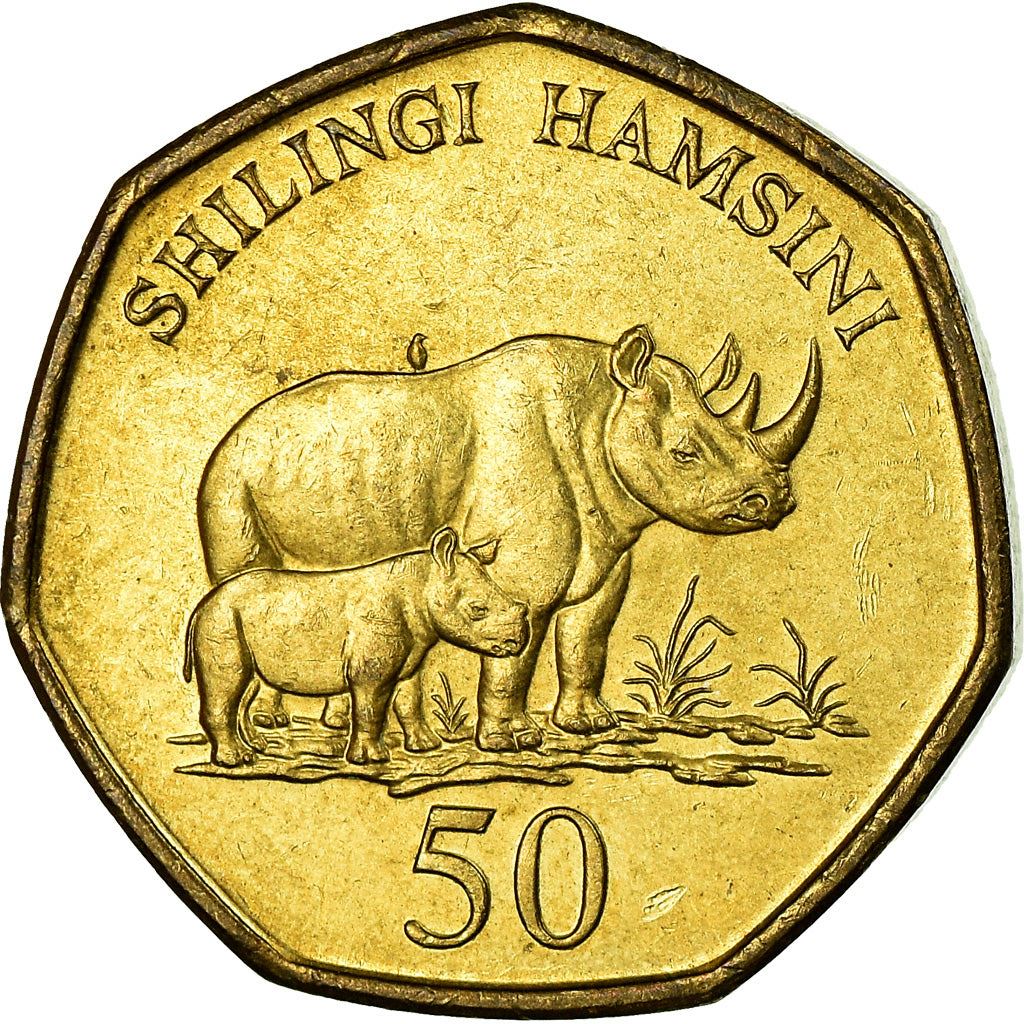 Tanzania | 50 Shilingi Coin | Rhino | Km:33 | 1996 - 2015