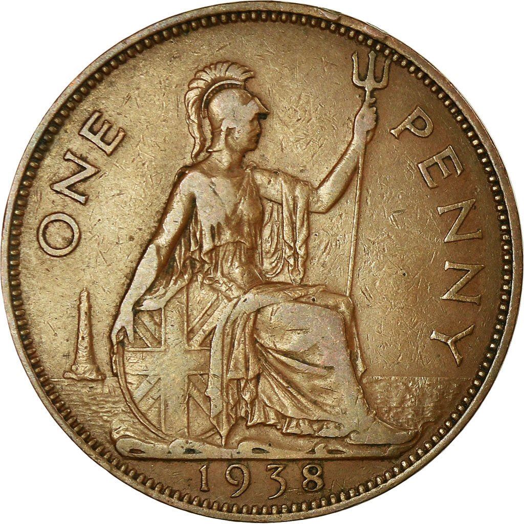United Kingdom 1 Penny - George VI with 'IND:IMP' | Coin KM845 1937 - 1948