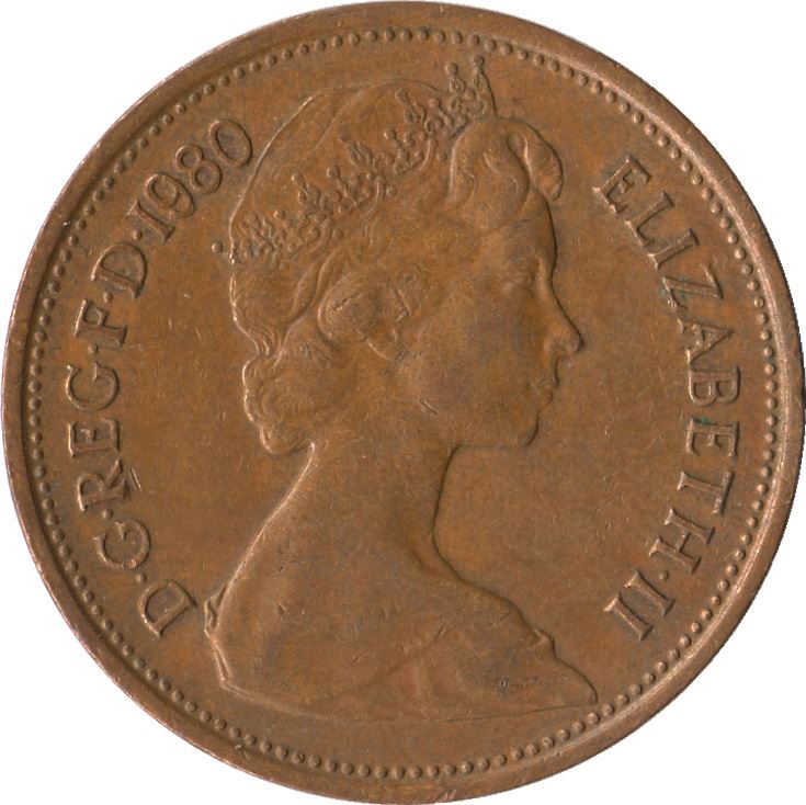 イギリス | 2ペンス硬貨 | エリザベス2世 | KM:916 | 1971 - 1981