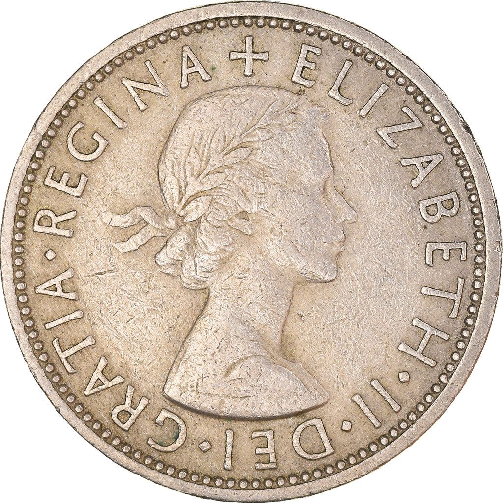 United Kingdom 2 Shillings - Elizabeth II 1st portrait | no 'BRITT:OMN' | Coin KM906 1954 - 1970