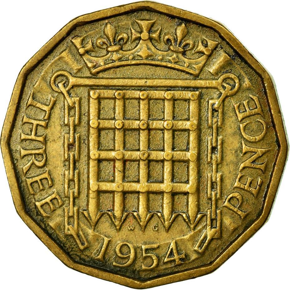 United Kingdom 3 Pence - Elizabeth II 1st portrait | without 'BRITT:OMN' | Coin KM900 1954 - 1970
