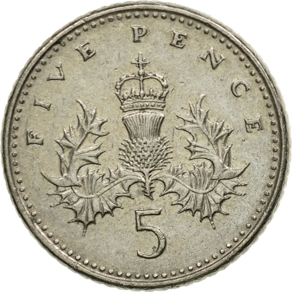 United Kingdom | 5 Pence Coin | Elizabeth II | KM:937b | 1990 - 1997