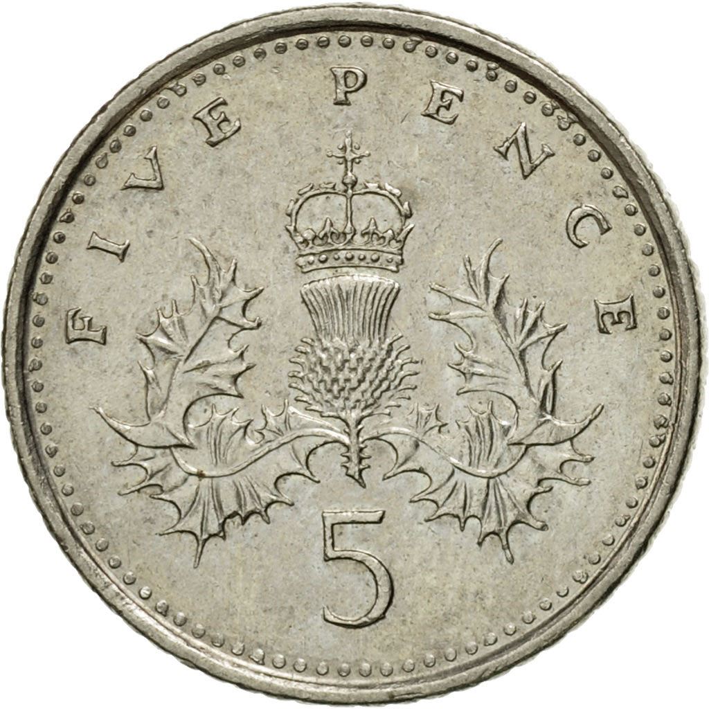 United Kingdom | 5 Pence Coin | Elizabeth II | KM:937b | 1990 - 1997