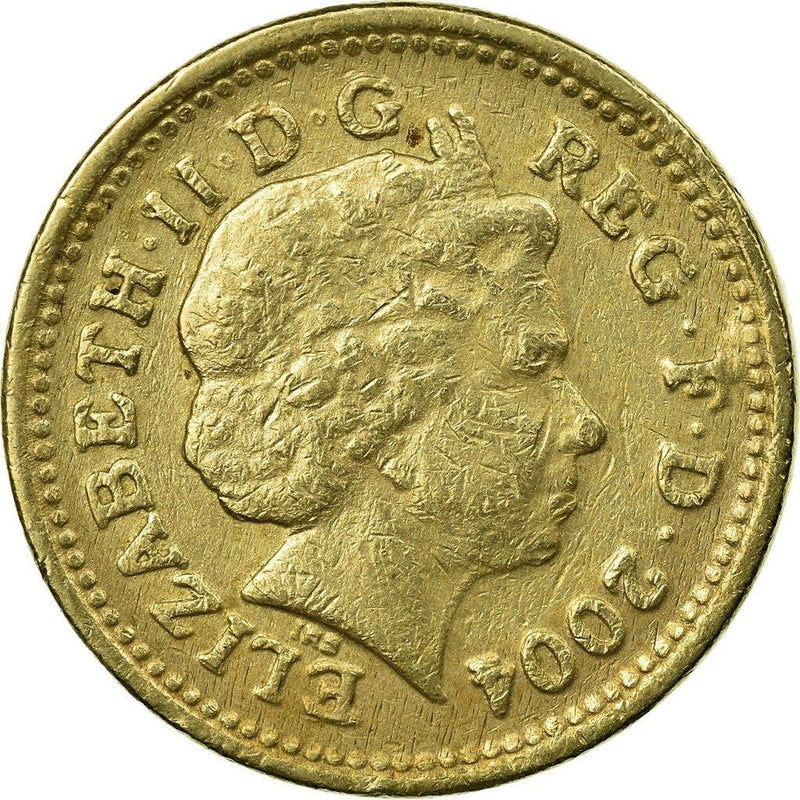 United Kingdom Coin 1 Pound | Elizabeth II 4th portrait | Forth Bridge | 2004
