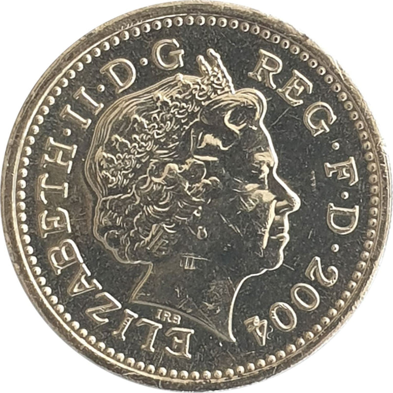 United Kingdom Coin 1 Pound | Elizabeth II 4th portrait | Forth Bridge | 2004