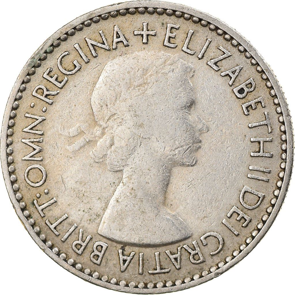 United Kingdom Coin 6 Pence | Elizabeth II 1st portrait | with 'BRITT:OMN' | 1953