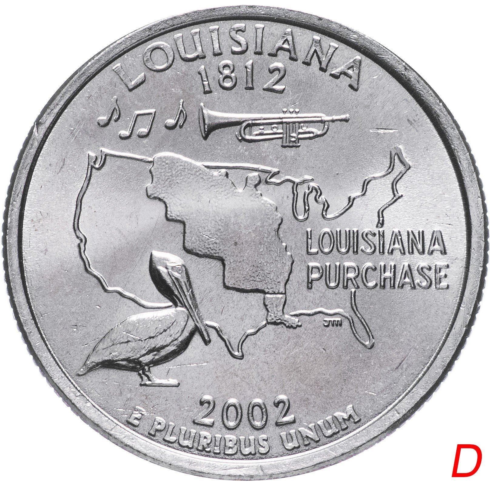 United States Coin American ¼ Dollar | George Washington | Louisiana | Pelican | Trumpet | KM333 | 2002
