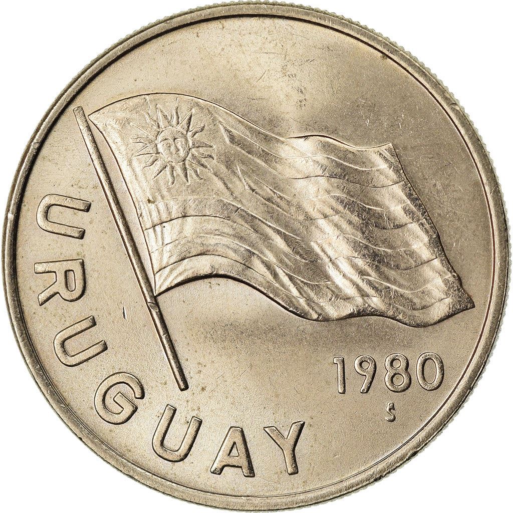 Uruguay Coin Uruguayan 5 Nuevos Pesos | Erythrina cristagalli Coral | KM75 | 1980 - 1981