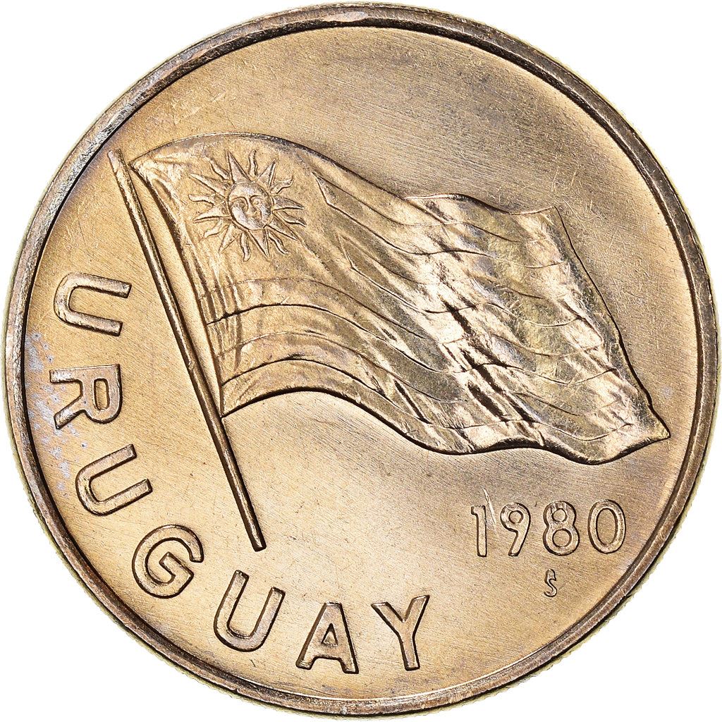 Uruguay Coin Uruguayan 5 Nuevos Pesos | Erythrina cristagalli Coral | KM75 | 1980 - 1981