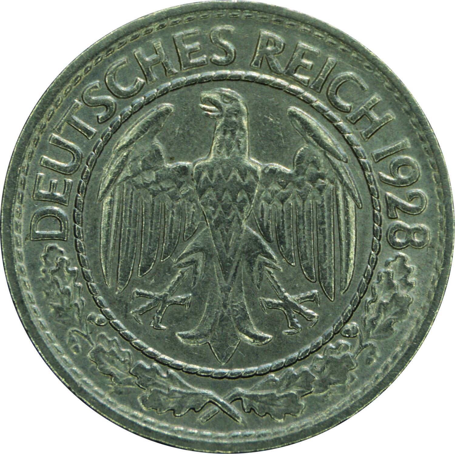 Weimar Republic | 50 Reichspfennig Coin | German Reich | KM49 | 1927 - 1938