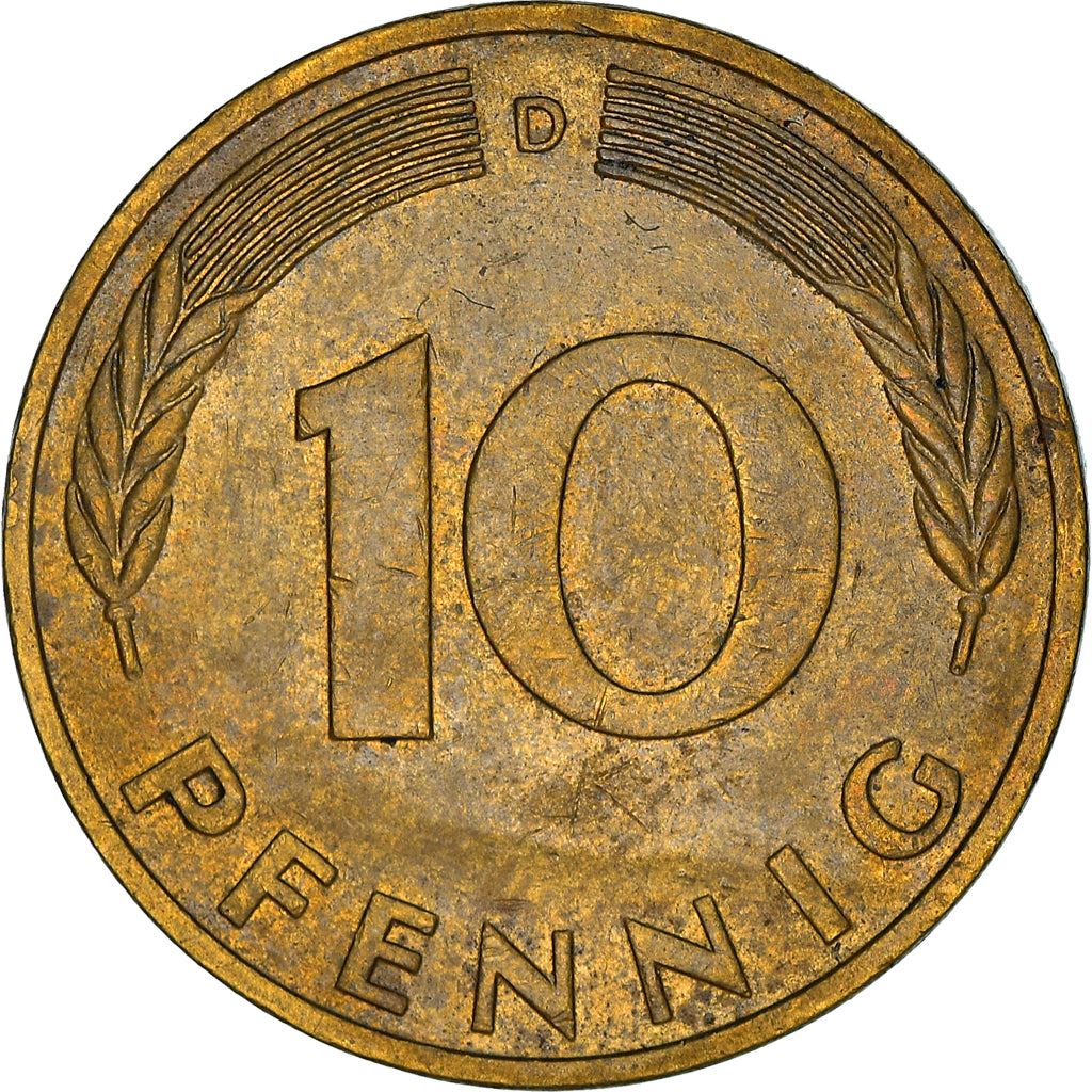 West German 10 Pfennig | KM108 | 1950 - 2001