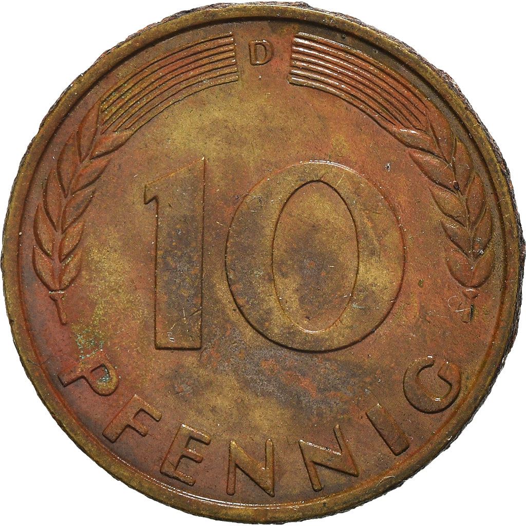 West German 10 Pfennig | KM108 | 1950 - 2001