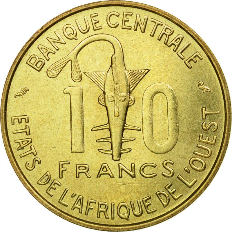Western African States | 10 Francs Coin | Sawfish | Gazelle | KM1a | 1966 - 1981
