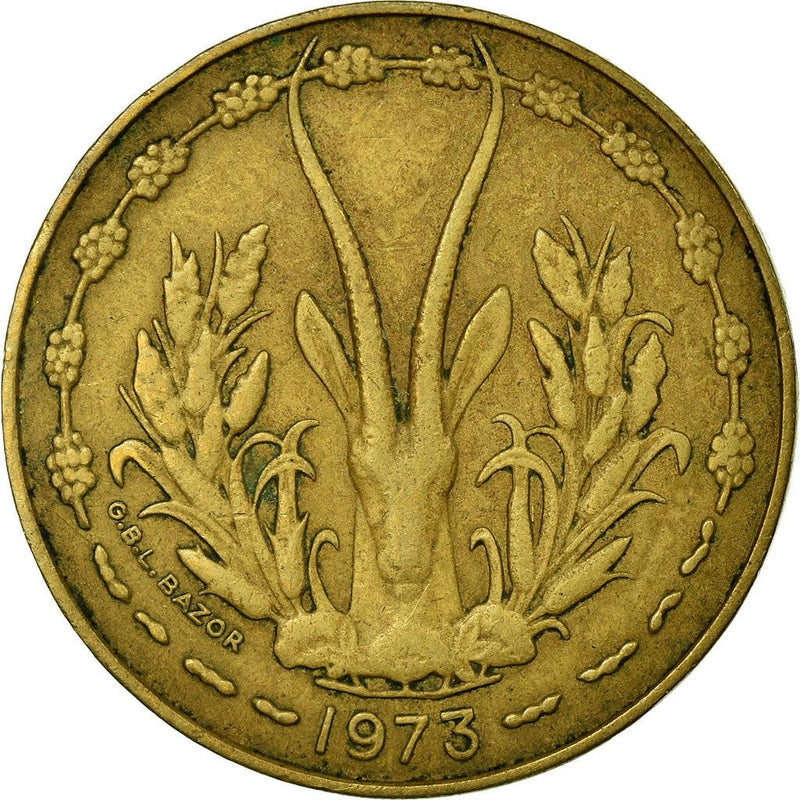 Western African States | 10 Francs Coin | Sawfish | Gazelle | KM1a | 1966 - 1981